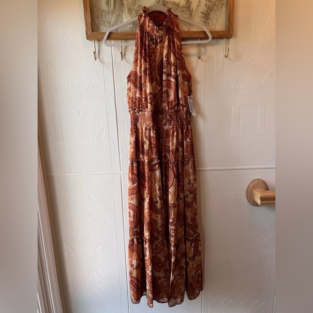 NWT Taylor Sixa High Neck Midi Dress size S
